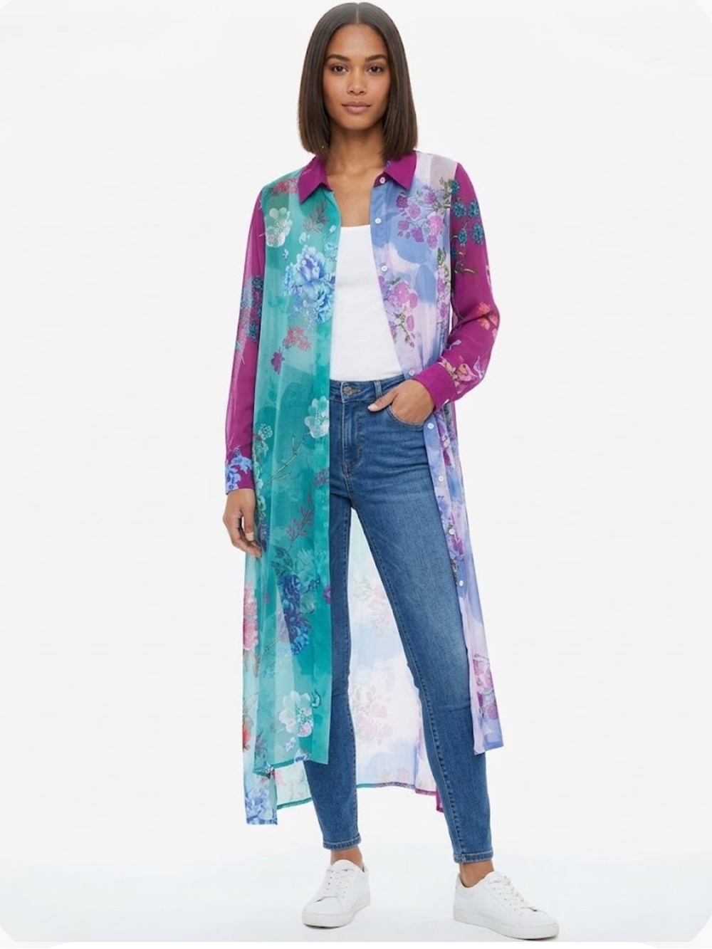 Soft Surroundings Calaflores Floral Hi-Lo
Button Down Tunic and Slip - Medium